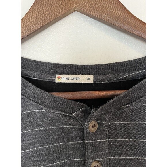Marine Layer Long‎ Sleeve Shirt Men’s XL Gray Henley Pullover Striped Lined - Picture 4 of 6